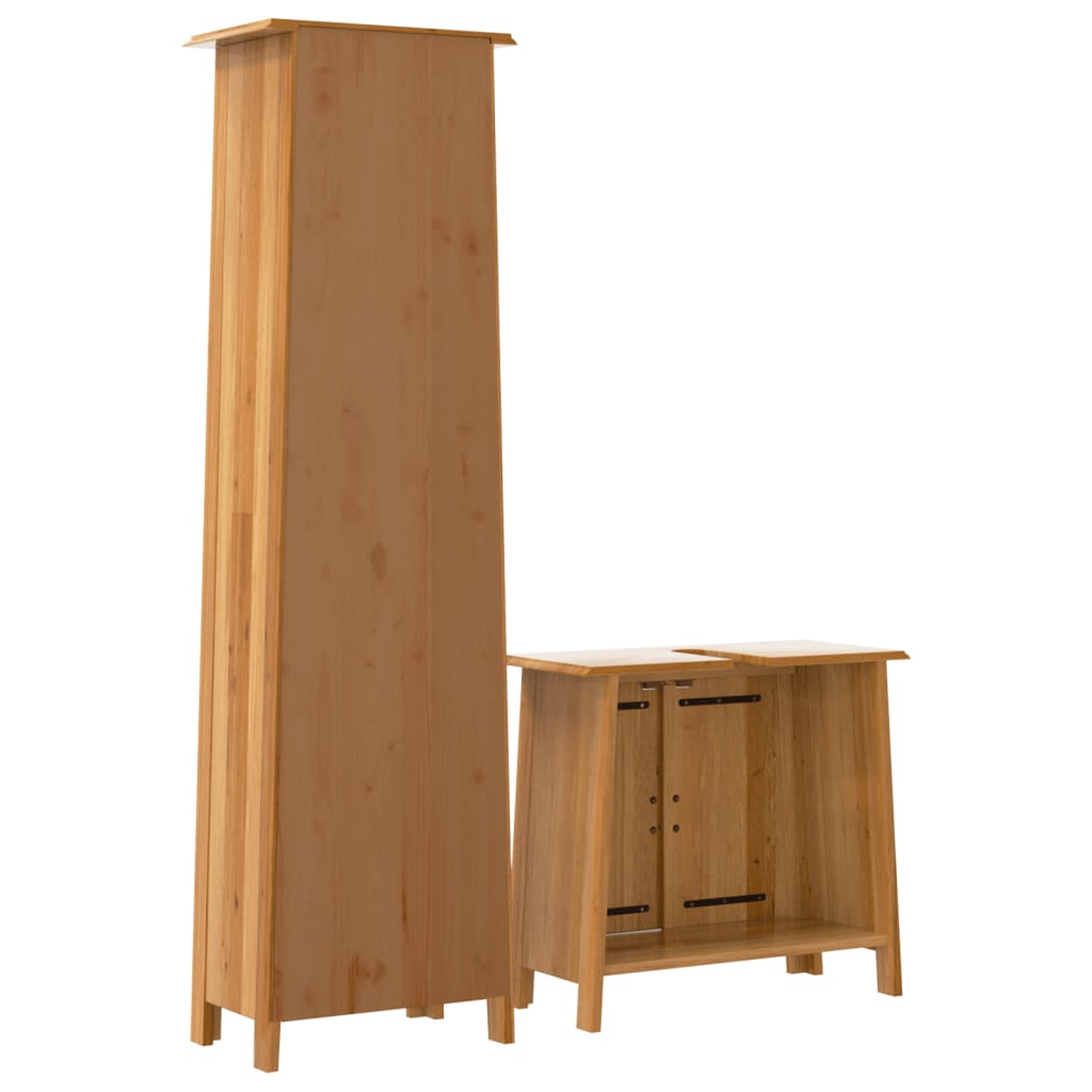 vidaXL Set mobilier de baie, 2 piese, lemn masiv de pin vidaXL Set mobilier de baie, 2 piese, lemn masiv de pin