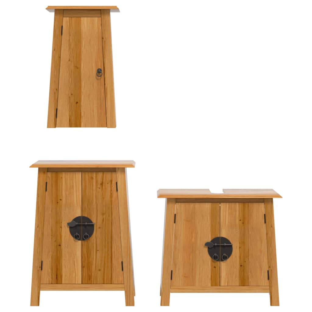 vidaXL Set mobilier de baie, 3 piese, lemn masiv de pin vidaXL Set mobilier de baie, 3 piese, lemn masiv de pin