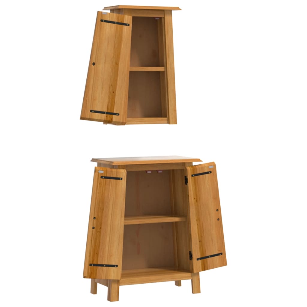 vidaXL Set mobilier de baie, 2 piese, lemn masiv de pin vidaXL Set mobilier de baie, 2 piese, lemn masiv de pin