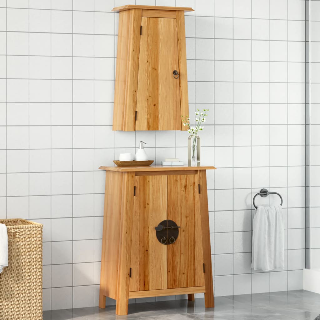vidaXL Set mobilier de baie, 2 piese, lemn masiv de pin vidaXL Set mobilier de baie, 2 piese, lemn masiv de pin