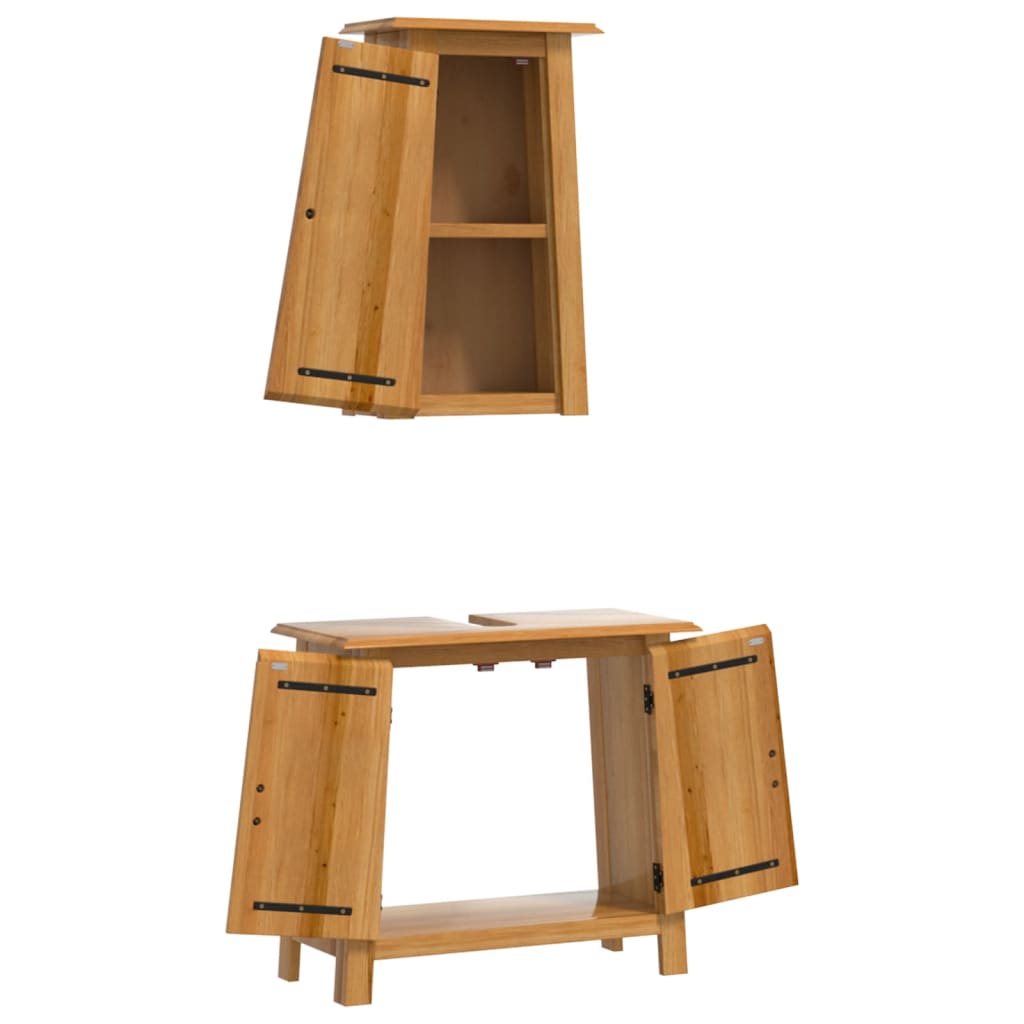 vidaXL Set mobilier de baie, 2 piese, lemn masiv de pin vidaXL Set mobilier de baie, 2 piese, lemn masiv de pin