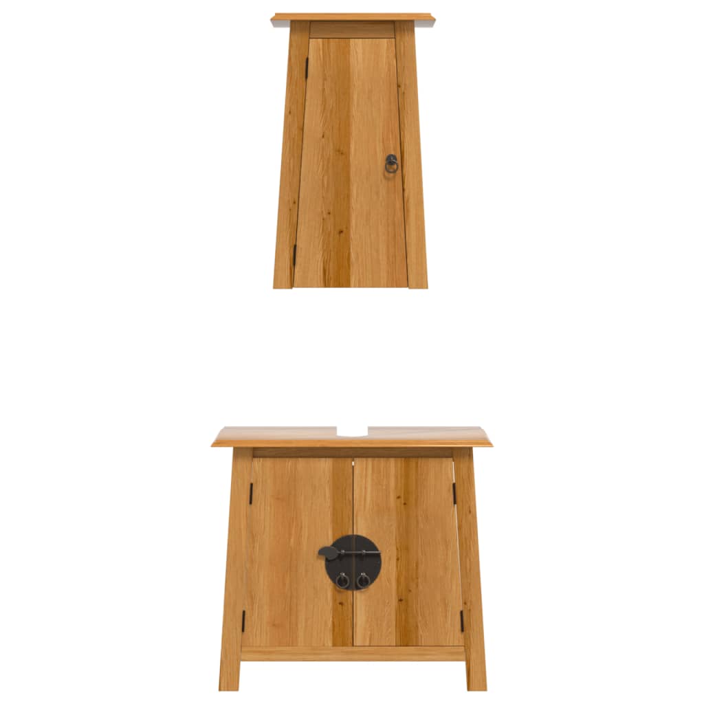 vidaXL Set mobilier de baie, 2 piese, lemn masiv de pin vidaXL Set mobilier de baie, 2 piese, lemn masiv de pin