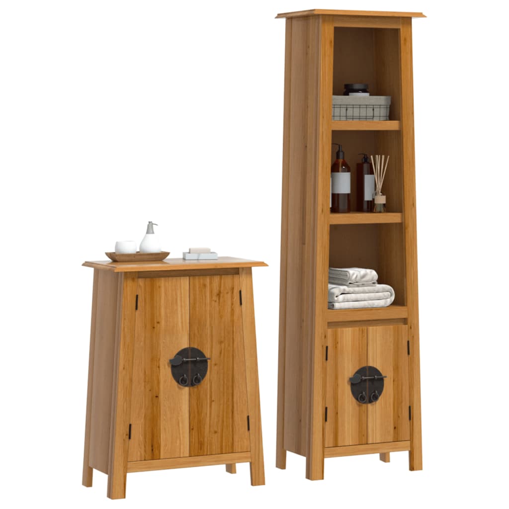 vidaXL Set mobilier de baie, 2 piese, lemn masiv de pin vidaXL Set mobilier de baie, 2 piese, lemn masiv de pin