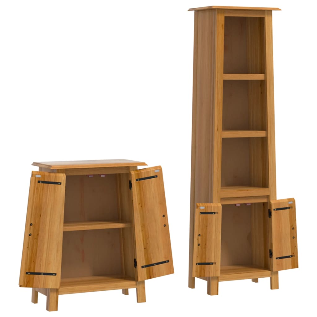 vidaXL Set mobilier de baie, 2 piese, lemn masiv de pin vidaXL Set mobilier de baie, 2 piese, lemn masiv de pin