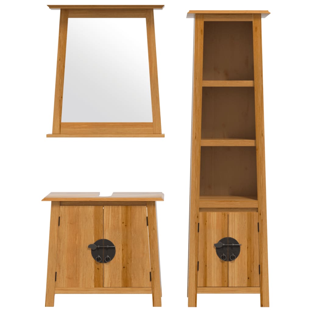 vidaXL Set mobilier de baie, 3 piese, lemn masiv de pin vidaXL Set mobilier de baie, 3 piese, lemn masiv de pin