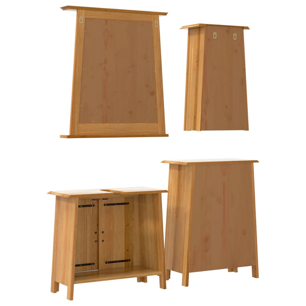 vidaXL Set mobilier de baie, 4 piese, lemn masiv de pin