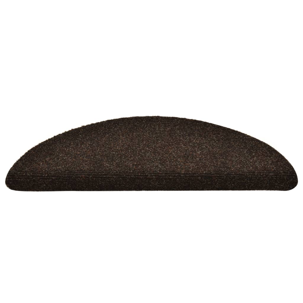 vidaXL Covorașe pentru scări autoadezive, 15 buc., 56x17x3 cm, maro, semirotunde vidaXL Covorașe pentru scări autoadezive, 15 buc., 56x17x3 cm, maro, semirotunde