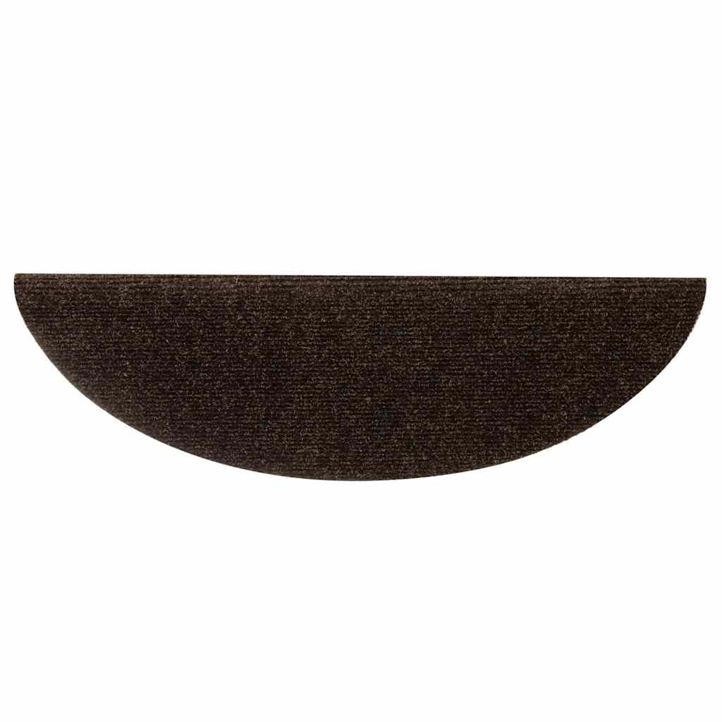vidaXL Covorașe pentru scări autoadezive, 15 buc., 56x17x3 cm, maro, semirotunde vidaXL Covorașe pentru scări autoadezive, 15 buc., 56x17x3 cm, maro, semirotunde