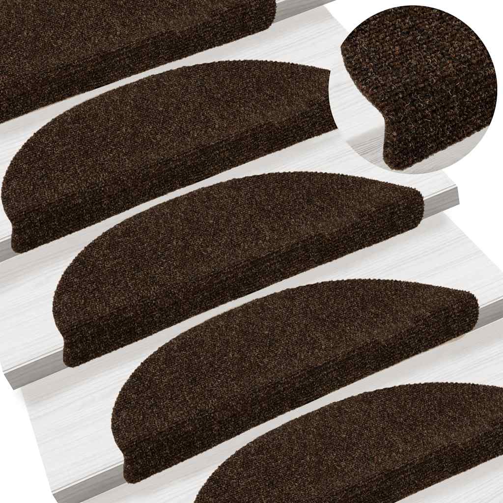 vidaXL Covorașe pentru scări autoadezive, 15 buc., 56x17x3 cm, maro, semirotunde vidaXL Covorașe pentru scări autoadezive, 15 buc., 56x17x3 cm, maro, semirotunde