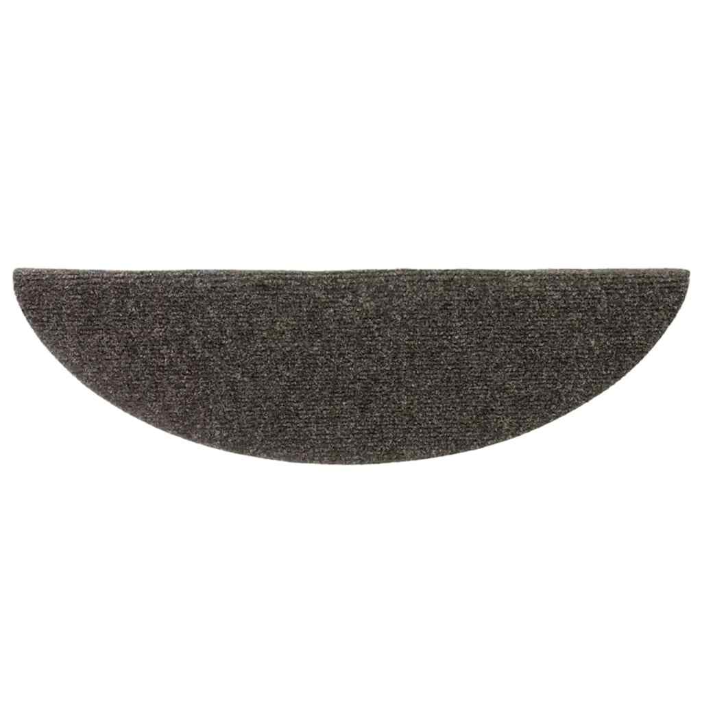 vidaXL Covorașe pentru scări autoadezive, 15 buc., 56x17x3 cm, antracit, semirotunde