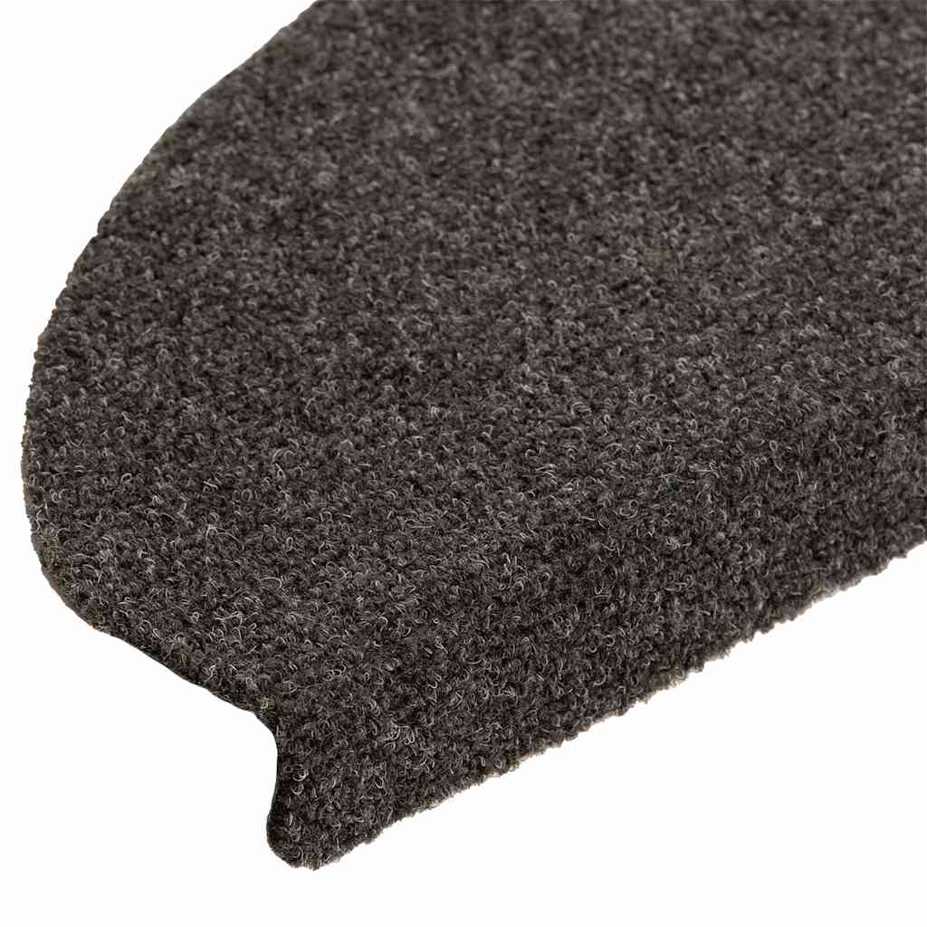 vidaXL Covorașe pentru scări autoadezive, 15 buc., 65x21x4 cm, antracit, semirotunde, mari