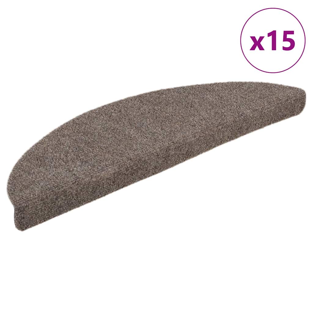 vidaXL Covorașe autoadezive pentru scări, 15 buc., 65x21x4 cm, bej, semirotunde, mari