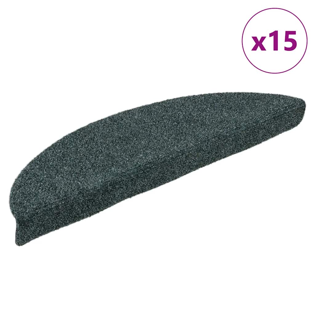 vidaXL Covorașe autoadezive pentru scări, 15 buc., 56x17x3 cm, semirotunde, verzi