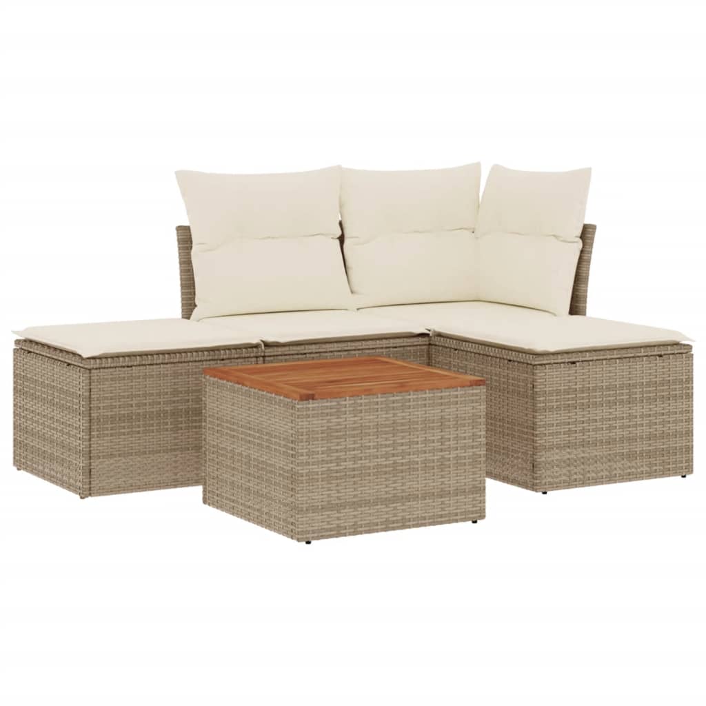 vidaXL Set canapele de grădină cu perne, 5 piese, bej, poliratan