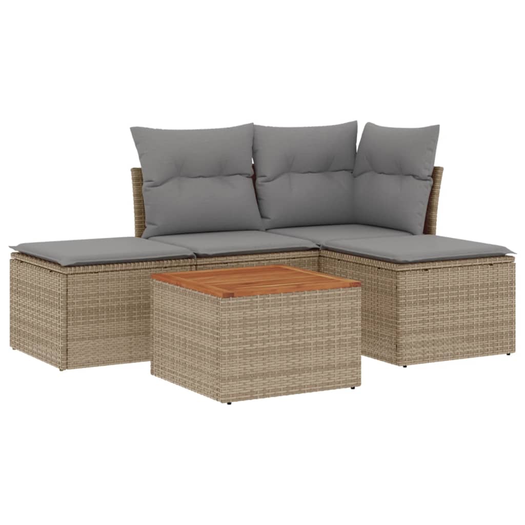 vidaXL Set canapele de grădină cu perne, 5 piese, bej, poliratan vidaXL Set canapele de grădină cu perne, 5 piese, bej, poliratan