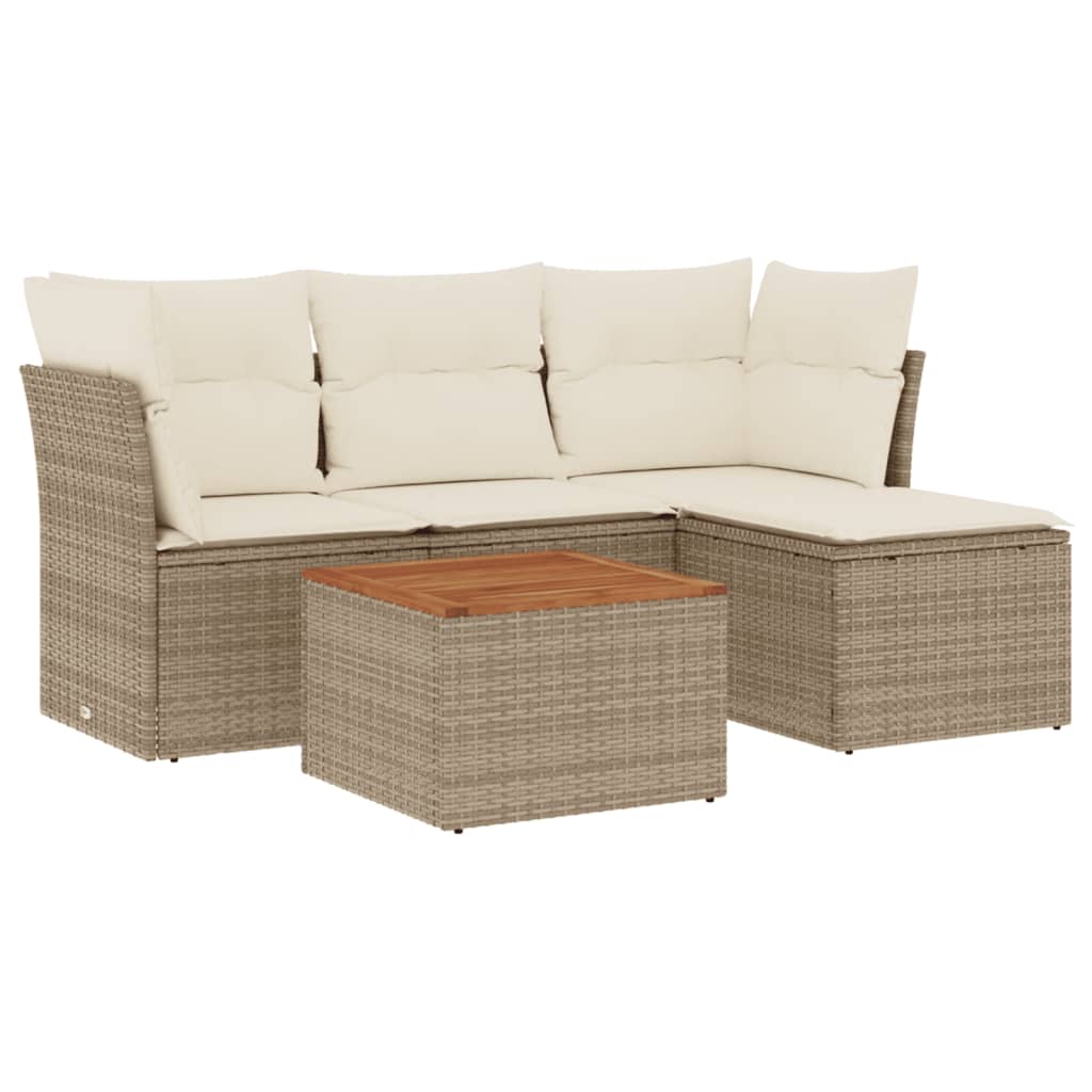 vidaXL Set canapele de grădină cu perne, 5 piese, bej, poliratan