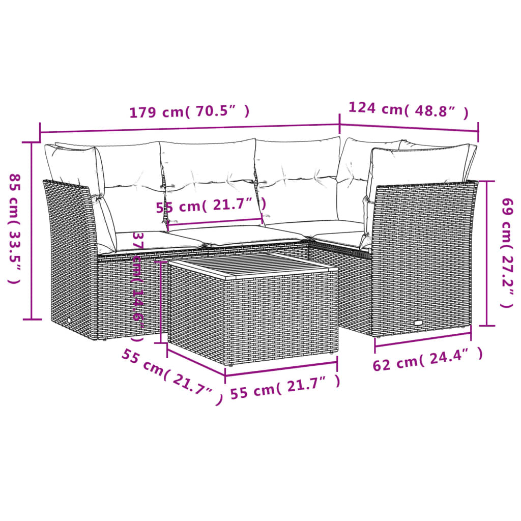 vidaXL Set canapele de grădină cu perne, 5 piese, bej, poliratan vidaXL Set canapele de grădină cu perne, 5 piese, bej, poliratan