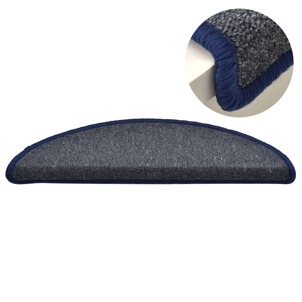 vidaXL Covorașe pentru scări, 15 buc., 56x17x3 cm, gri închis și albastru, semirotunde vidaXL Covorașe pentru scări, 15 buc., 56x17x3 cm, gri închis și albastru, semirotunde
