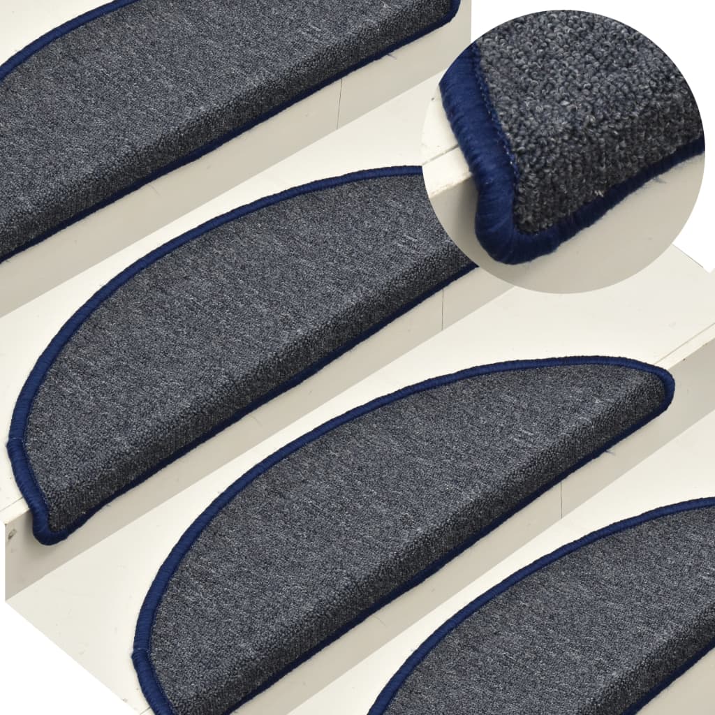 vidaXL Covorașe pentru scări, 15 buc., 56x17x3 cm, gri închis și albastru, semirotunde vidaXL Covorașe pentru scări, 15 buc., 56x17x3 cm, gri închis și albastru, semirotunde
