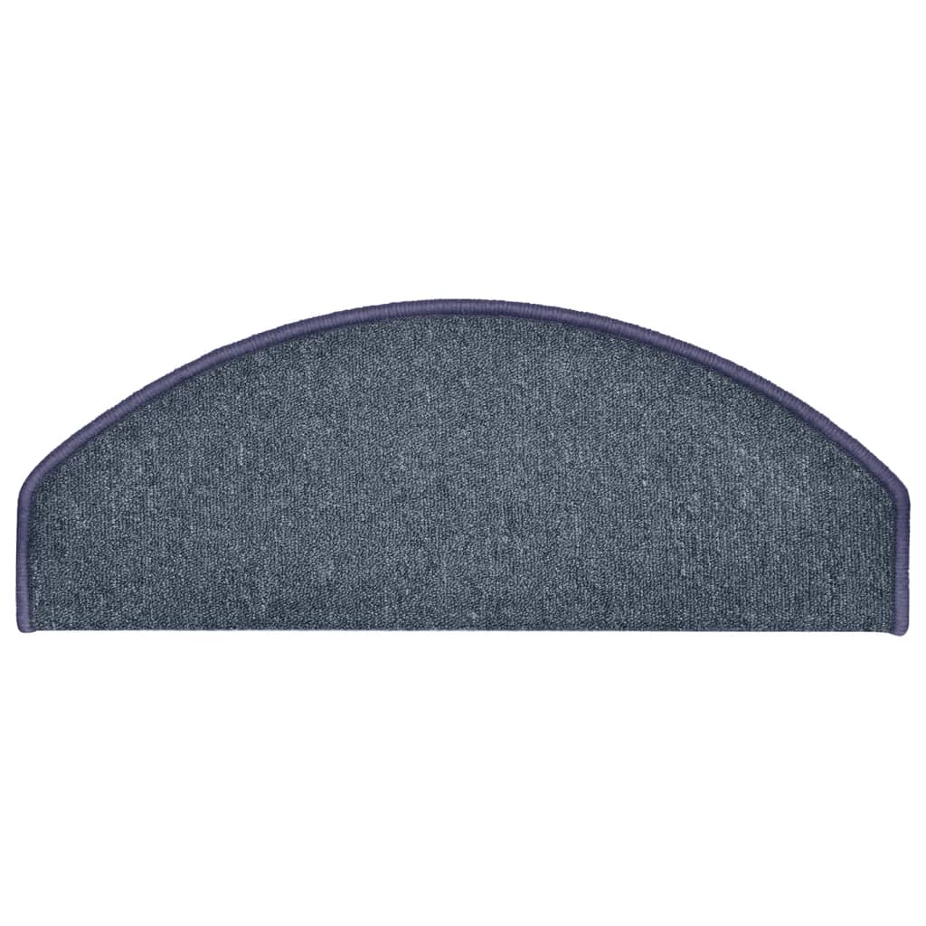 vidaXL Covorașe pentru scări, 15 buc., 65x24x4 cm, gri închis și albastru, semirotunde, mari