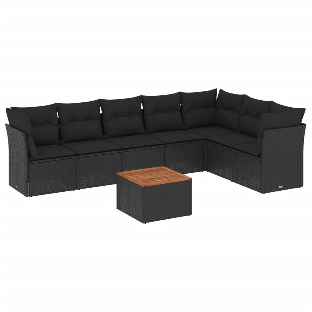 vidaXL Set mobilier de grădină cu perne, 8 piese, negru, poliratan vidaXL Set mobilier de grădină cu perne, 8 piese, negru, poliratan