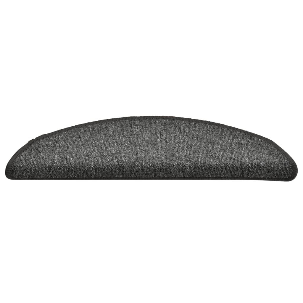 vidaXL Covorașe pentru scări, 15 buc., 56x17x3 cm, gri închis, semirotunde
