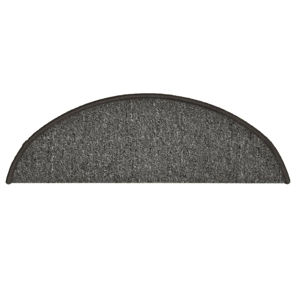 vidaXL Covorașe pentru scări, 15 buc., 56x17x3 cm, gri închis, semirotunde