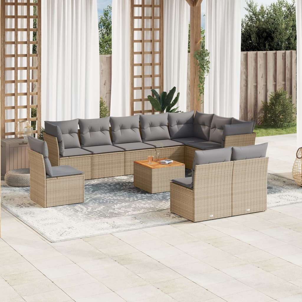 vidaXL Set canapele de grădină cu perne, 11 piese, bej, poliratan vidaXL Set canapele de grădină cu perne, 11 piese, bej, poliratan