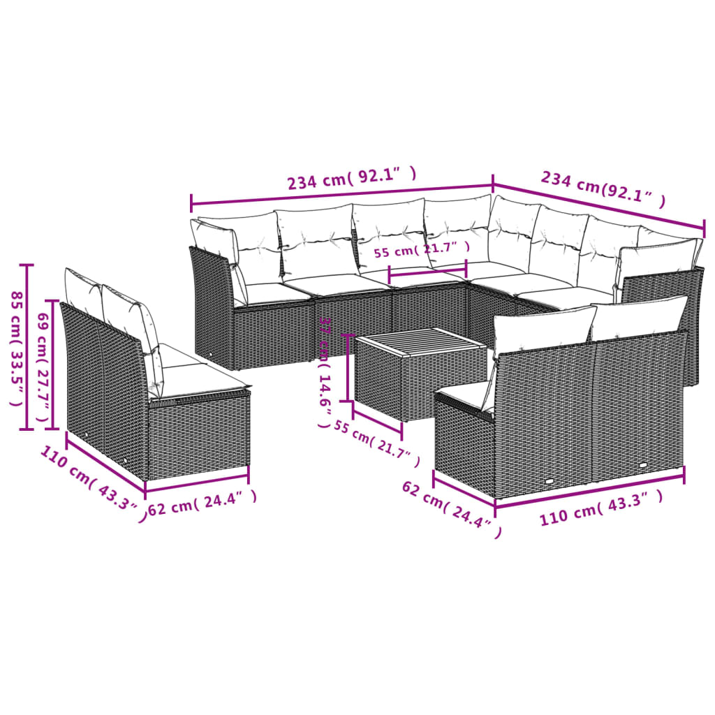 vidaXL Set canapele de grădină cu perne, 12 piese, bej, poliratan vidaXL Set canapele de grădină cu perne, 12 piese, bej, poliratan