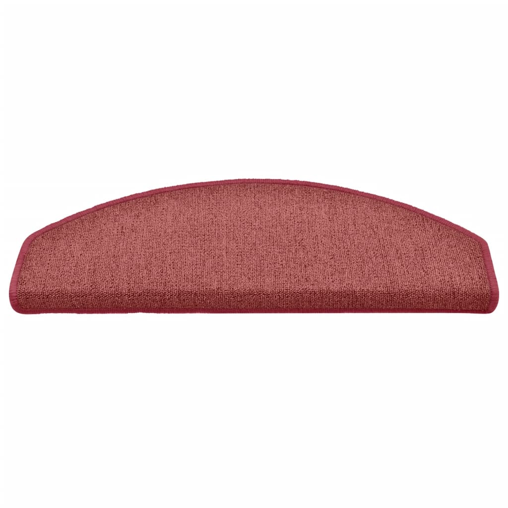 vidaXL Covorașe pentru scări, 15 buc., 65x24x4 cm, semirotunde, bordeaux, mari