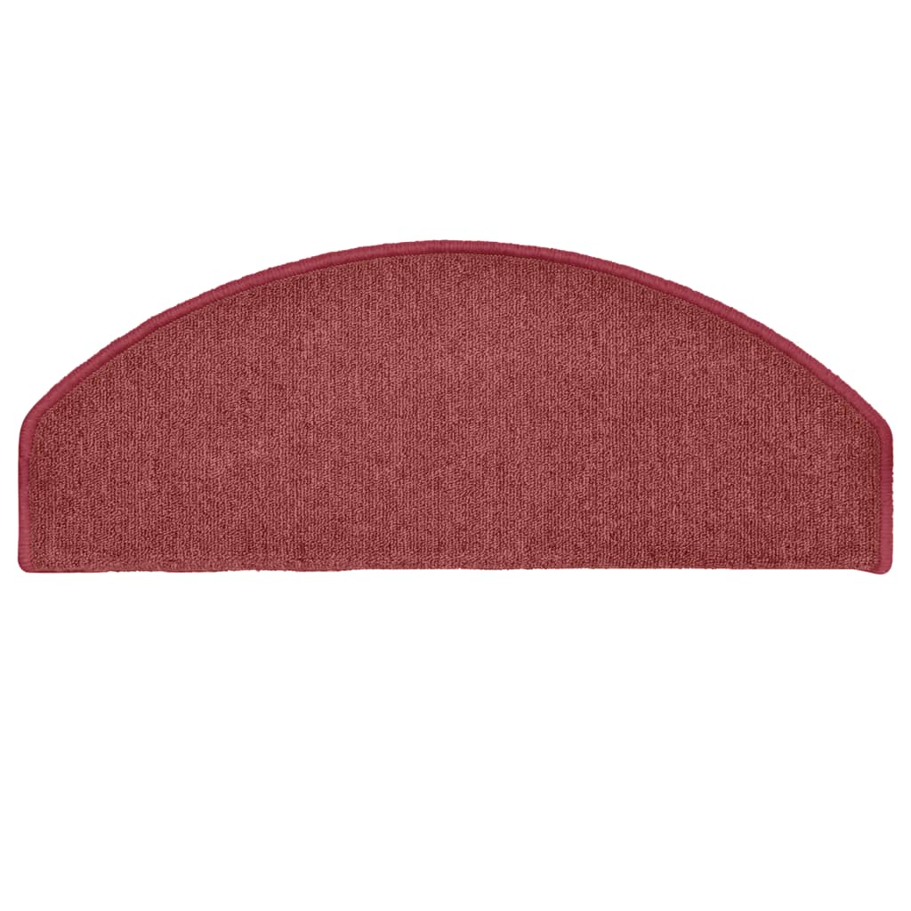 vidaXL Covorașe pentru scări, 15 buc., 65x24x4 cm, semirotunde, bordeaux, mari