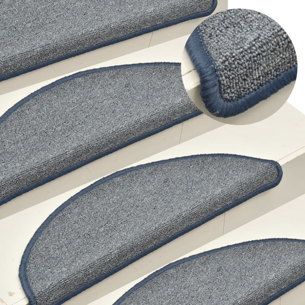 vidaXL Covorașe pentru scări, 15 buc., 56x17x3 cm, gri deschis și albastru, semirotunde vidaXL Covorașe pentru scări, 15 buc., 56x17x3 cm, gri deschis și albastru, semirotunde