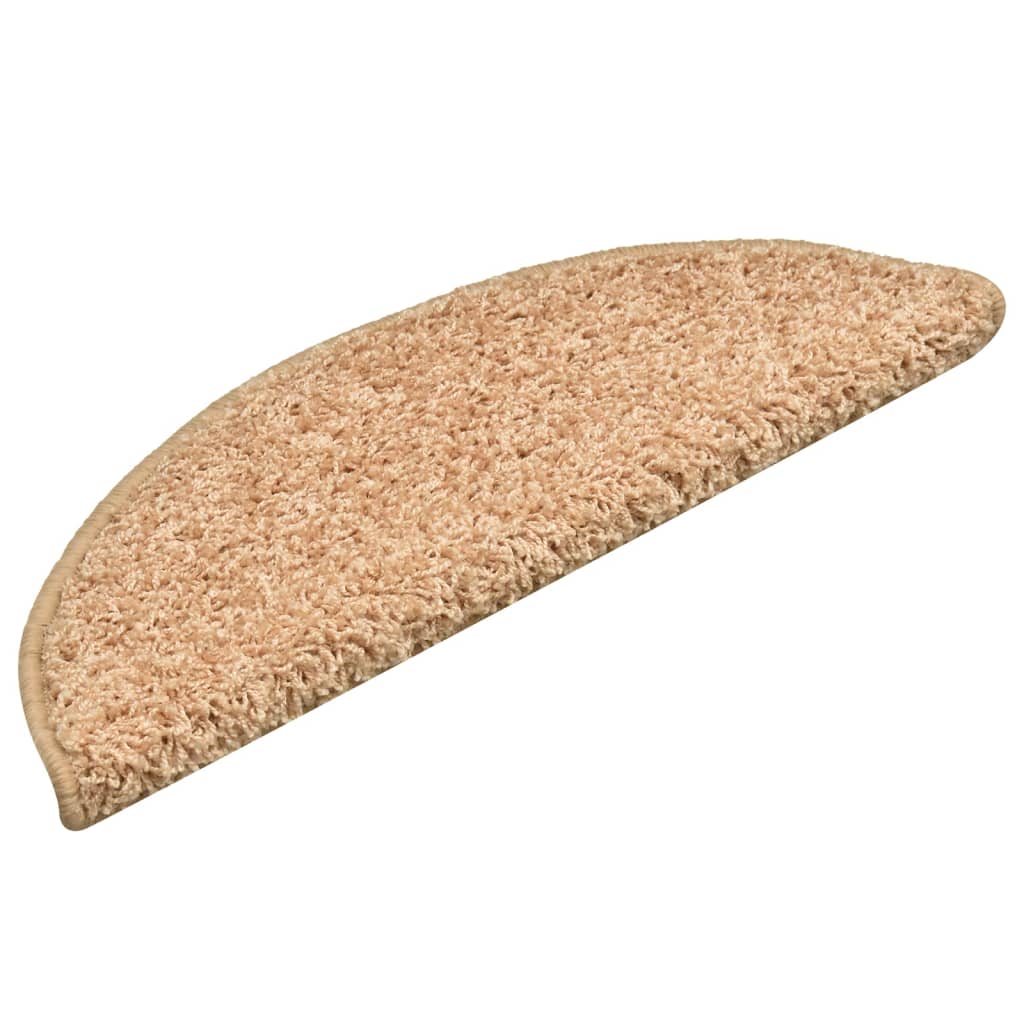 vidaXL Covorașe pentru scări, 15 buc., 56x17x3 cm, aurii, semirotunde