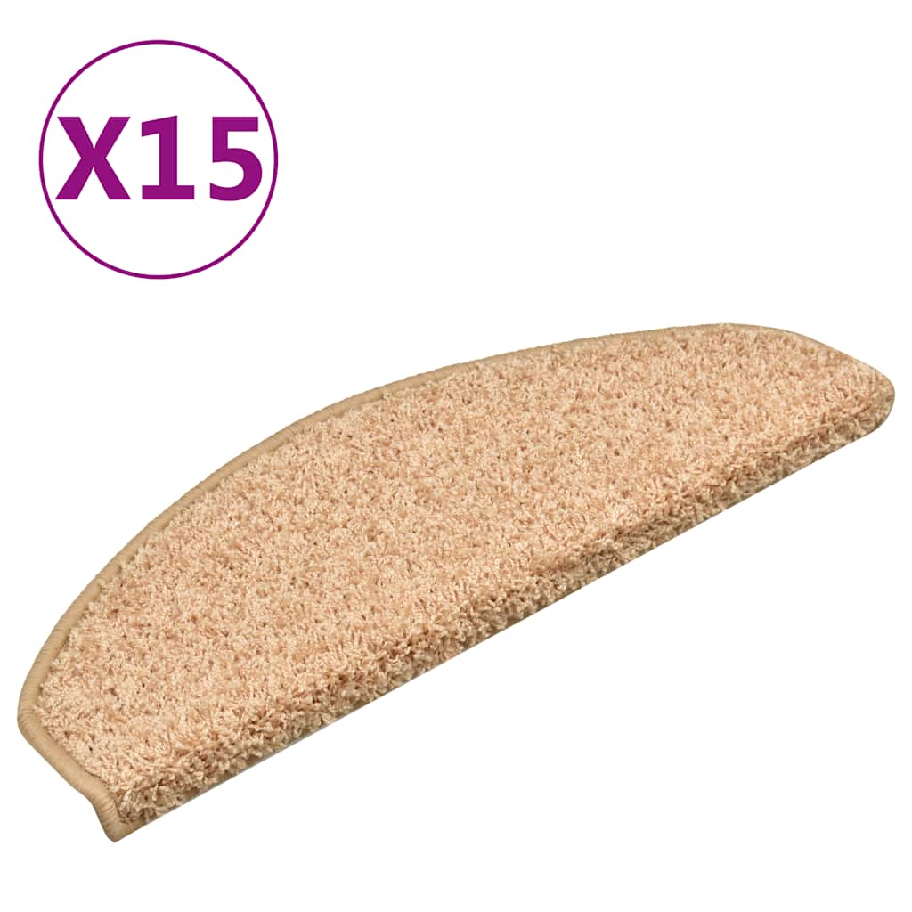 vidaXL Covorașe pentru trepte scară, 15 buc., auriu, 65 x 21 x 4 cm