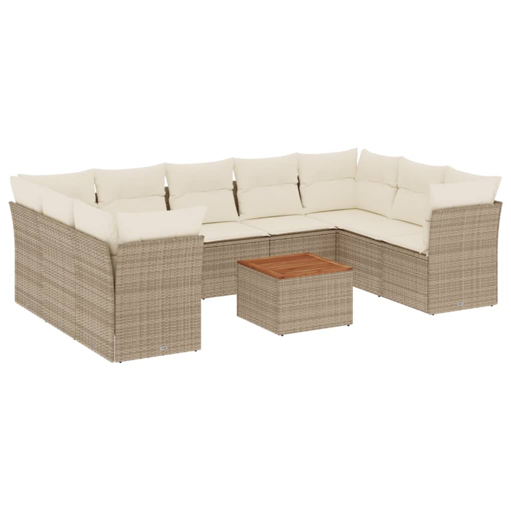 vidaXL Set canapele de grădină cu perne, 10 piese, bej, poliratan