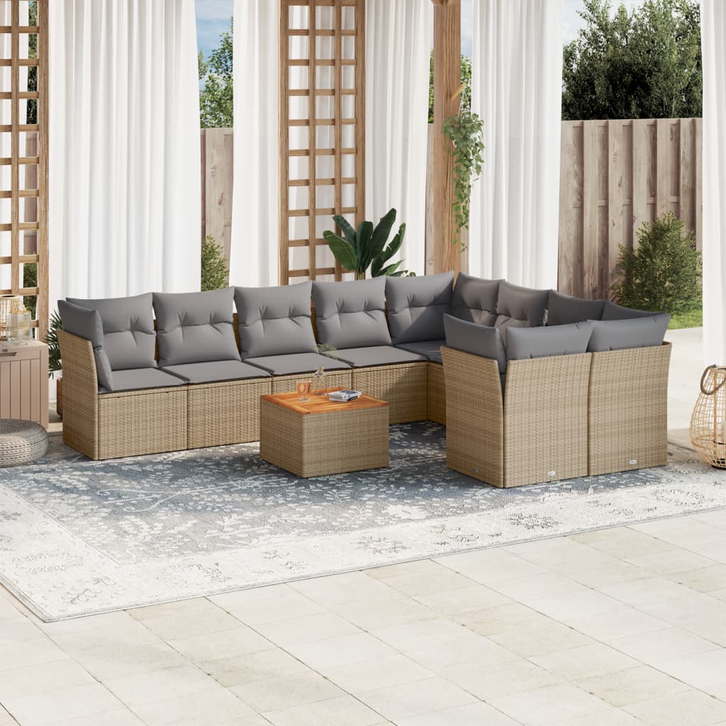 vidaXL Set canapele de grădină cu perne, 10 piese, bej, poliratan vidaXL Set canapele de grădină cu perne, 10 piese, bej, poliratan