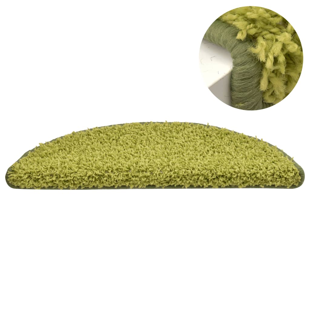 vidaXL Covorașe pentru trepte scară, 15 buc., verde, 65 x 21 x 4 cm