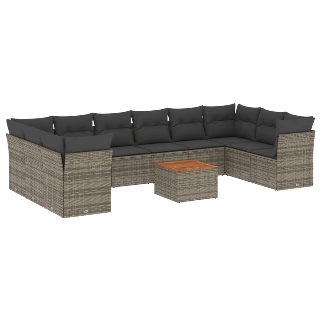 vidaXL Set canapele de grădină cu perne, 11 piese, gri, poliratan vidaXL Set canapele de grădină cu perne, 11 piese, gri, poliratan