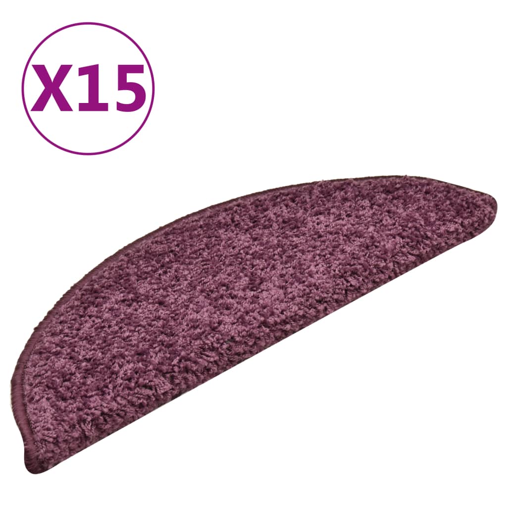 vidaXL Covorașe pentru trepte scară, 15 buc. violet închis, 56x17x3 cm