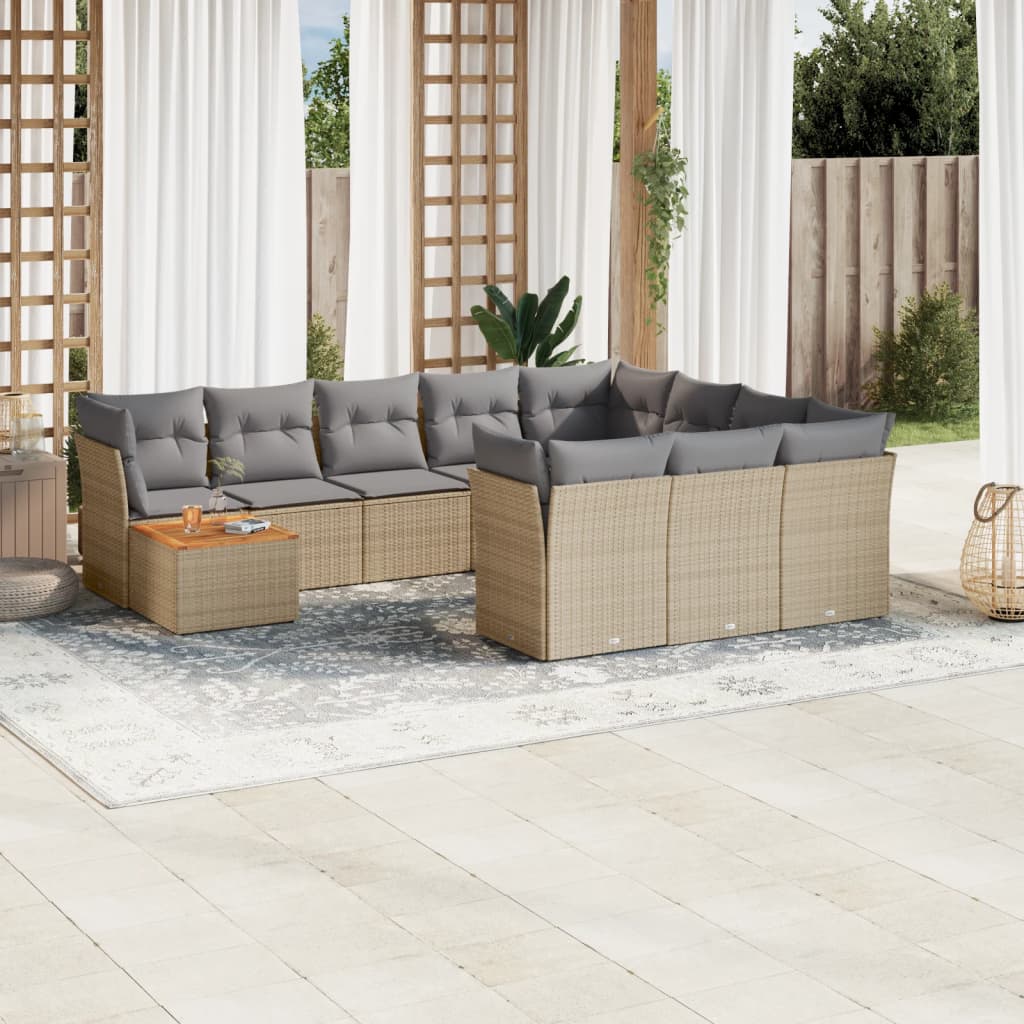vidaXL Set canapele de grădină cu perne, 11 piese, bej, poliratan vidaXL Set canapele de grădină cu perne, 11 piese, bej, poliratan