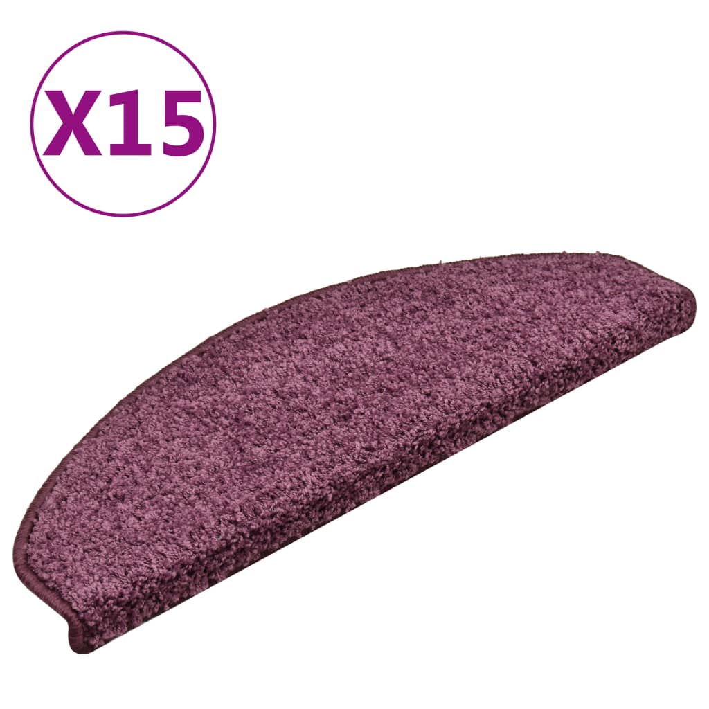 vidaXL Covorașe pentru trepte scară, 15 buc. violet închis, 65x21x4 cm