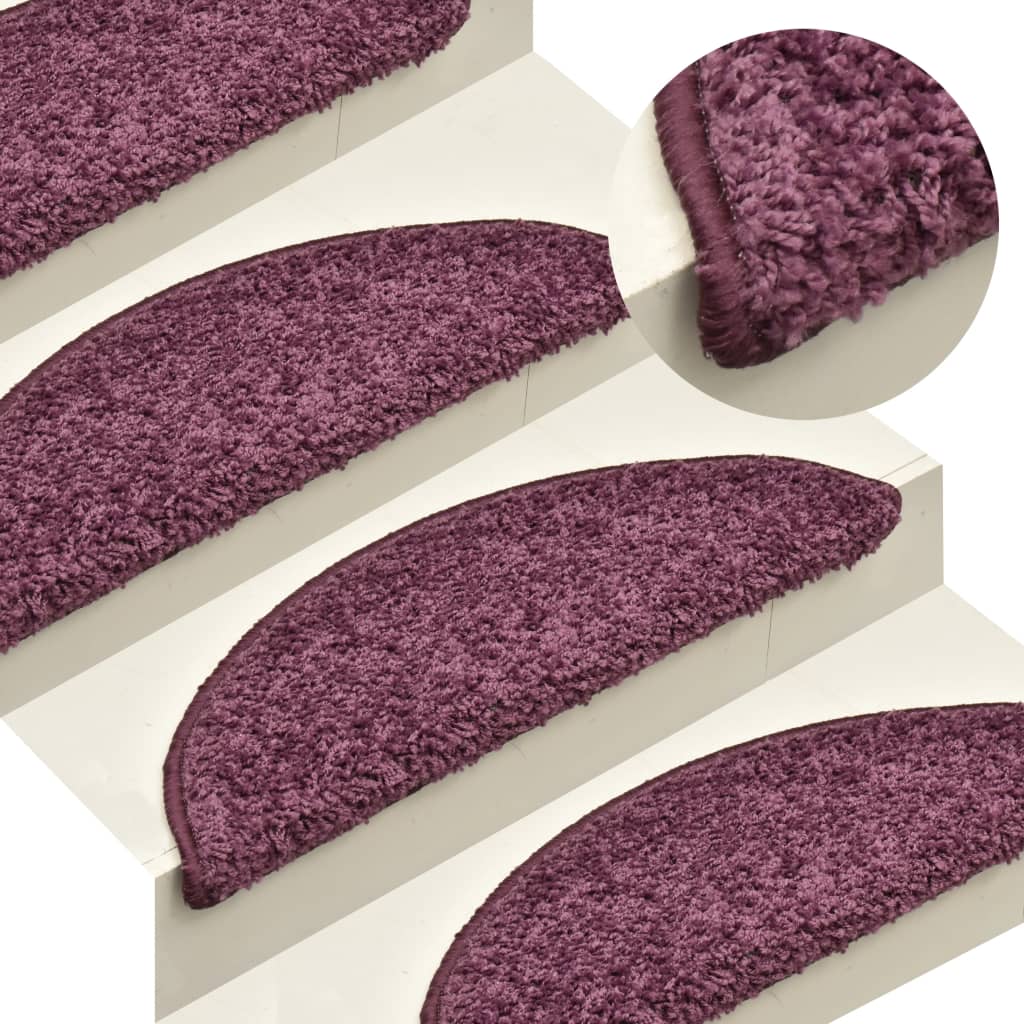 vidaXL Covorașe pentru trepte scară, 15 buc. violet închis, 65x21x4 cm