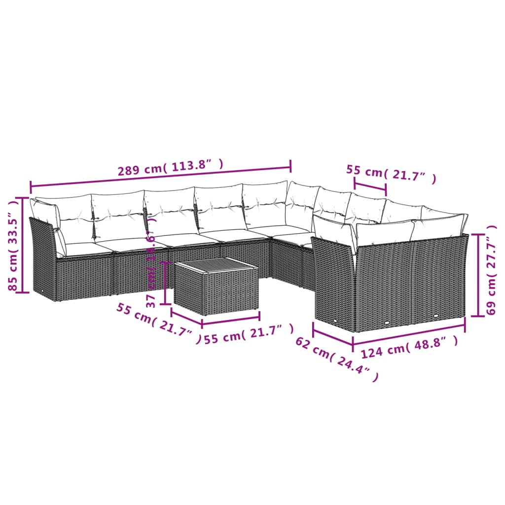 vidaXL Set canapele de grădină cu perne, 11 piese, bej, poliratan vidaXL Set canapele de grădină cu perne, 11 piese, bej, poliratan