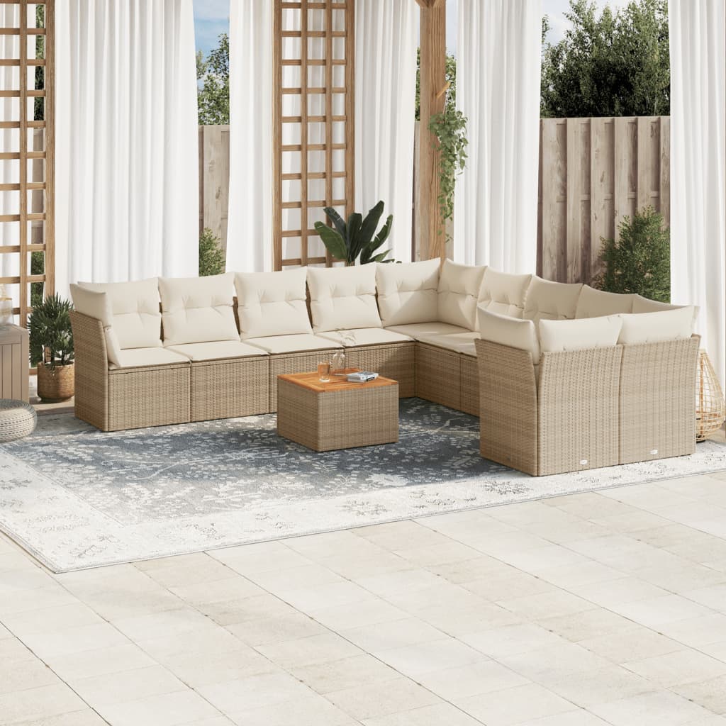 vidaXL Set canapele de grădină cu perne, 11 piese, bej, poliratan vidaXL Set canapele de grădină cu perne, 11 piese, bej, poliratan