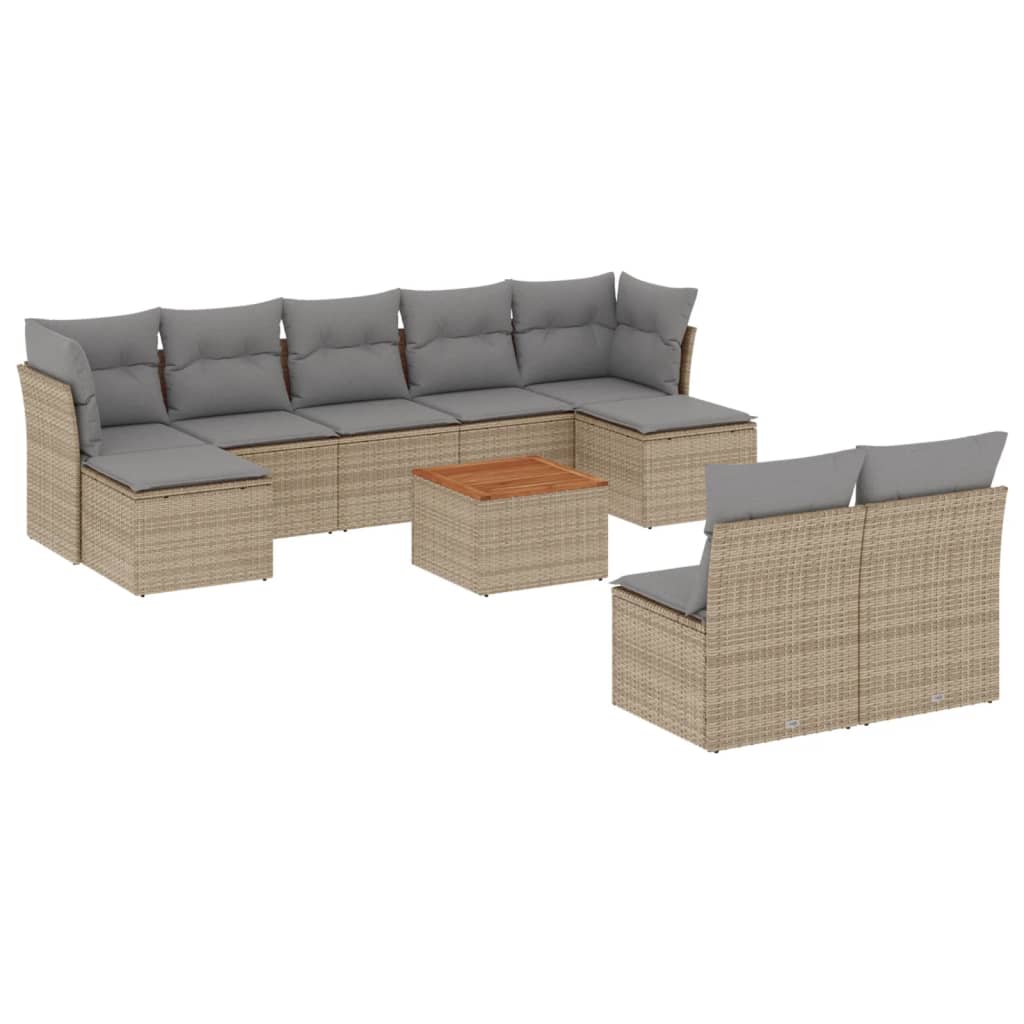 vidaXL Set canapele de grădină cu perne, 10 piese, bej, poliratan