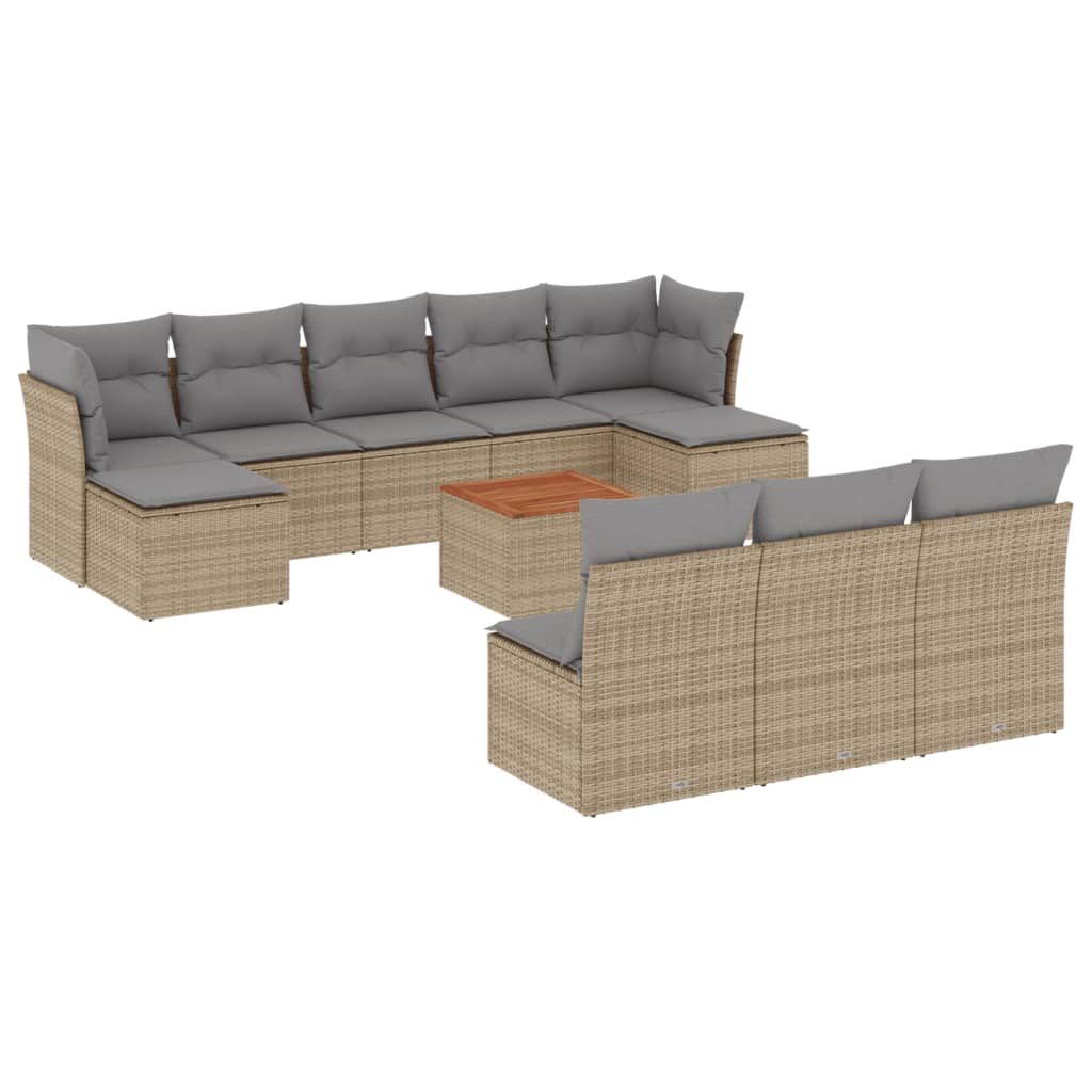 vidaXL Set canapele de grădină cu perne, 11 piese, bej, poliratan vidaXL Set canapele de grădină cu perne, 11 piese, bej, poliratan