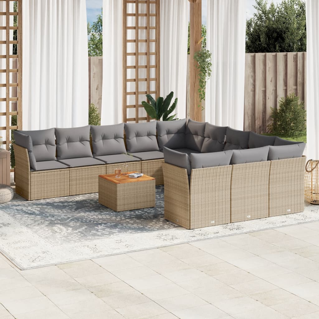 vidaXL Set canapele de grădină cu perne, 12 piese, bej, poliratan vidaXL Set canapele de grădină cu perne, 12 piese, bej, poliratan