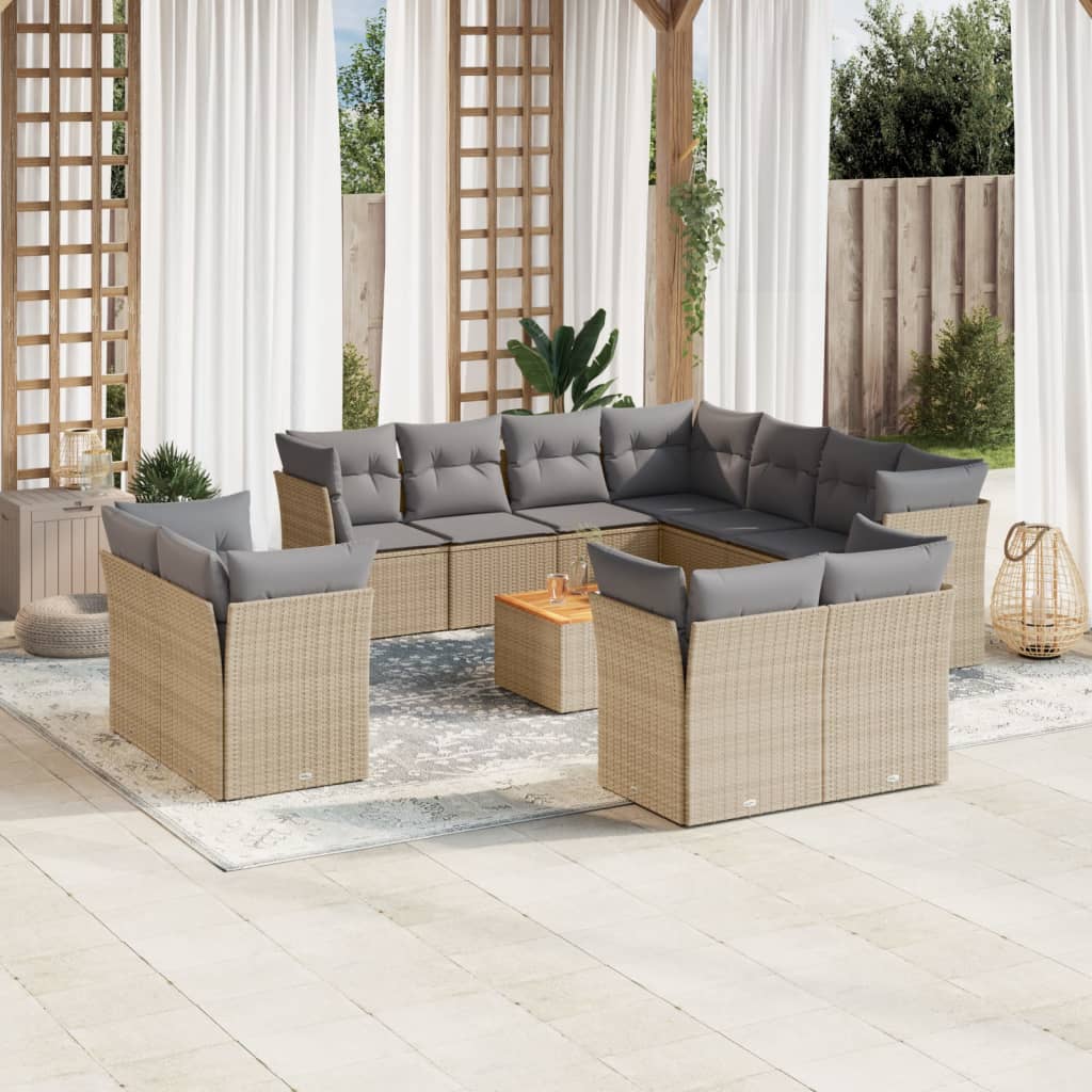 vidaXL Set canapele de grădină cu perne, 12 piese, bej, poliratan vidaXL Set canapele de grădină cu perne, 12 piese, bej, poliratan
