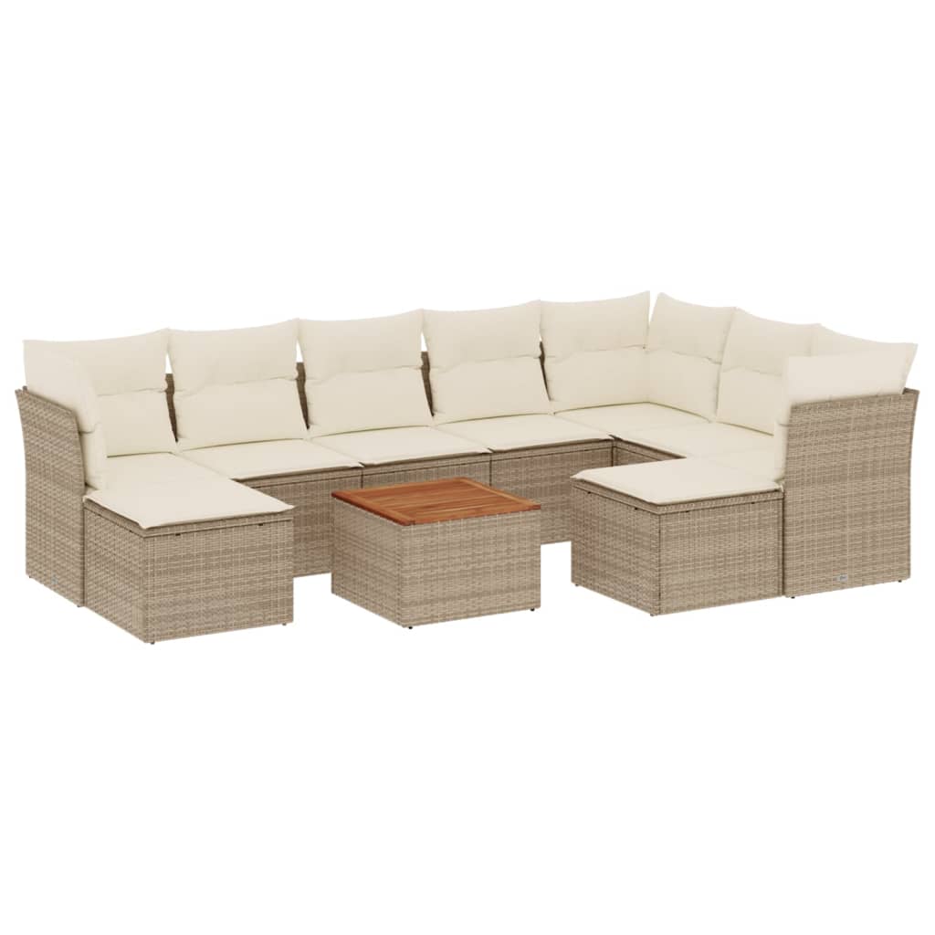 vidaXL Set canapele de grădină cu perne, 10 piese, bej, poliratan