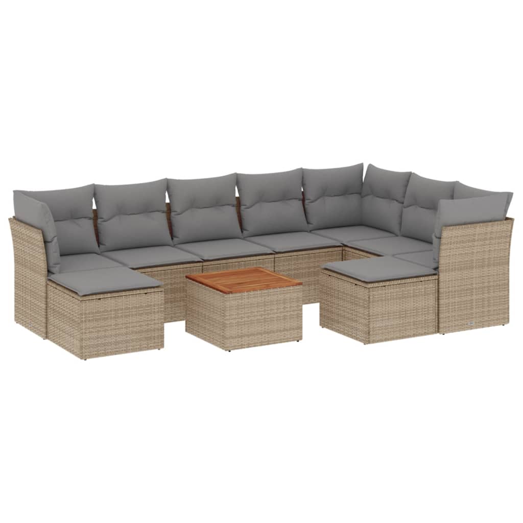 vidaXL Set canapele de grădină cu perne, 10 piese, bej, poliratan